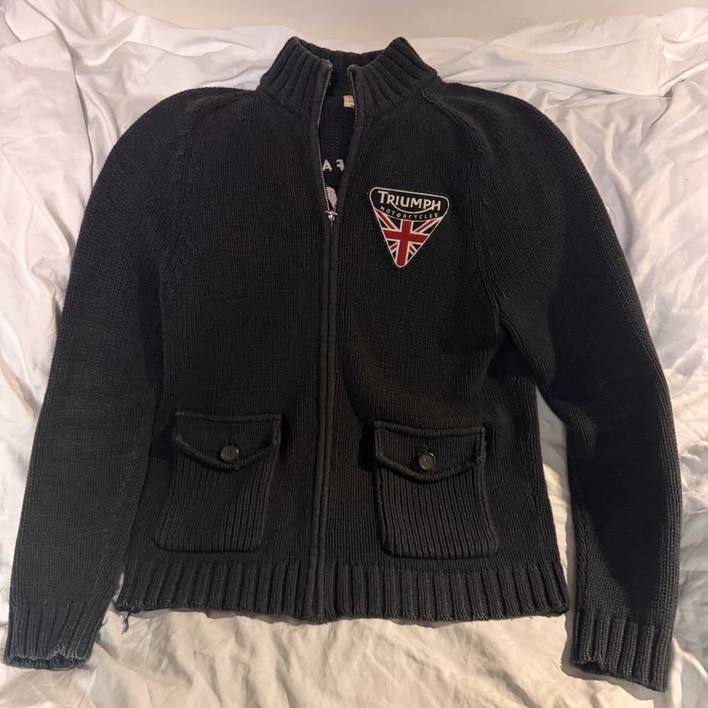 Triumph motorcycles Charcoal Knit zip sweater